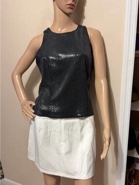 Joseph Ribkoff Black Faux-Snakeskin Sleeveless Tank